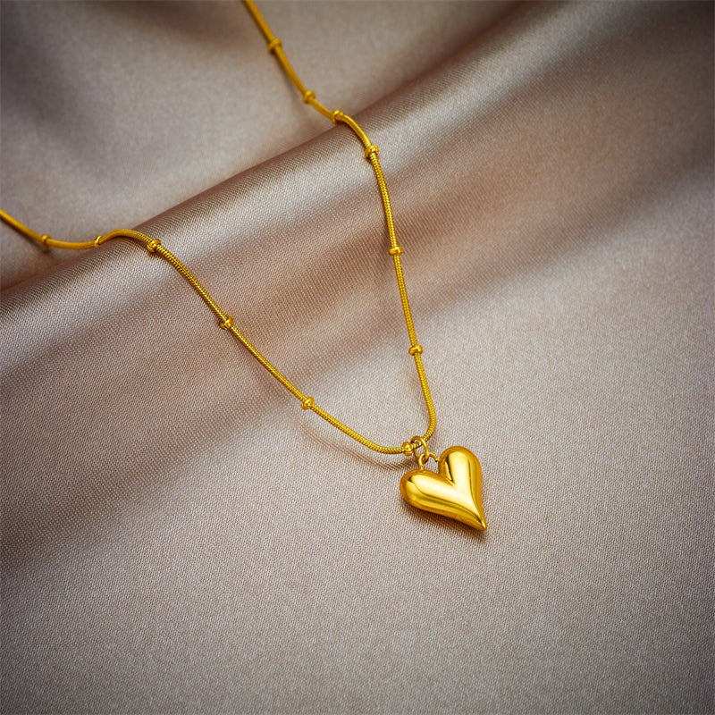 IL - Gold Stainless Steel Heart Pendant Necklace